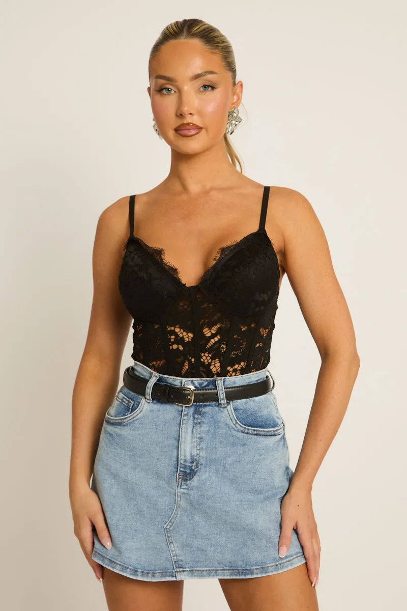 Black Faux Leather Buckle Skinny Belt - Brendon sold by Rebellious Fashion product image thumbnail 3