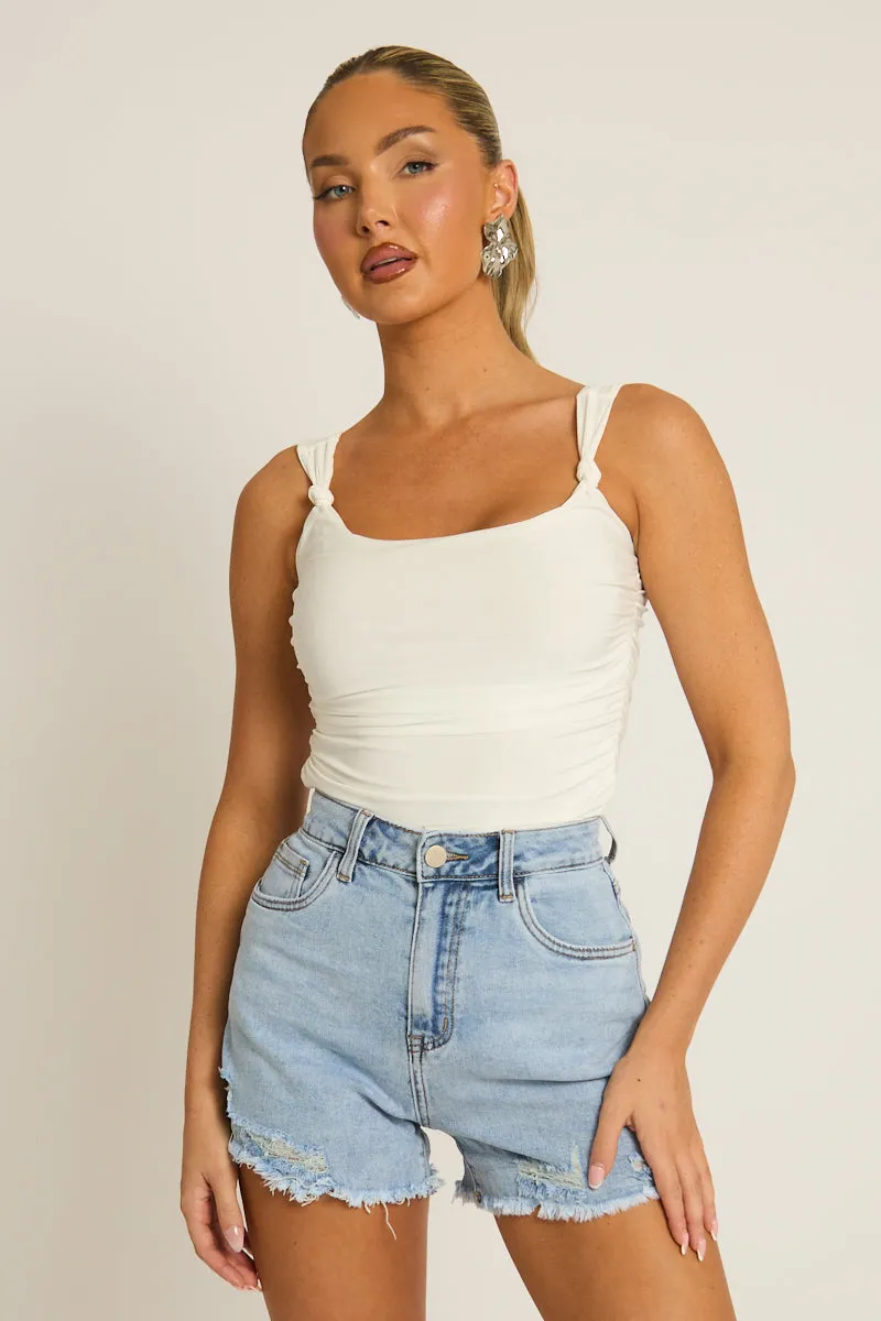 Blue Distressed Hem Denim Shorts - Alison sold by Rebellious Fashion product image thumbnail 5