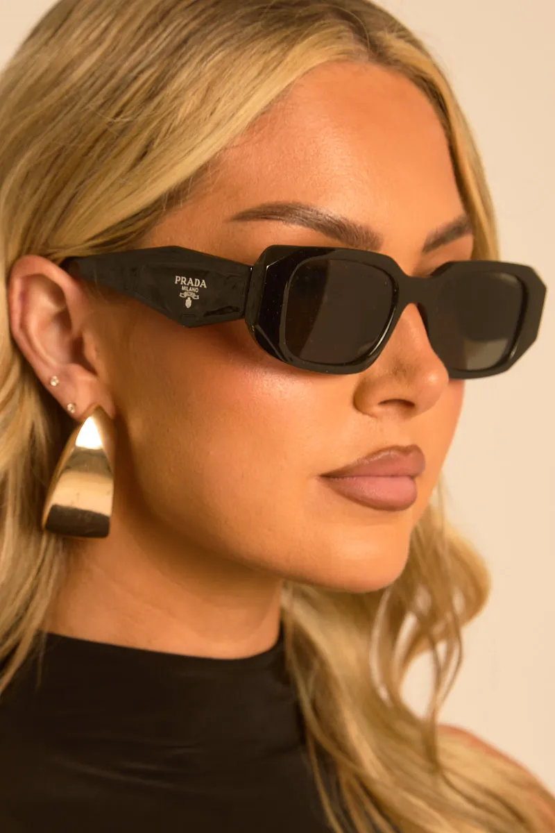 Black Logo Detail Sunglasses - Connie sold by Rebellious Fashion