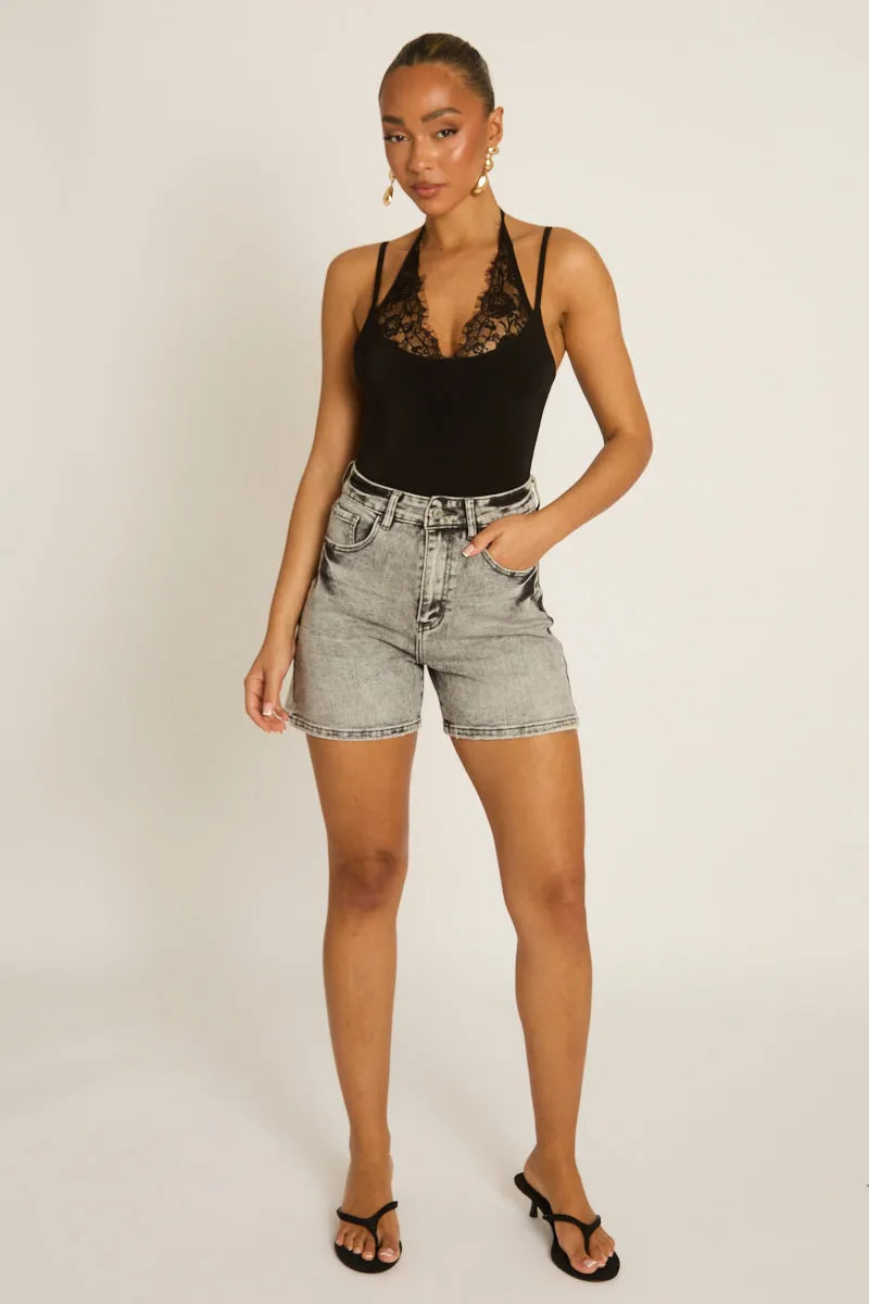 Washed Grey Denim Shorts - Giaa sold by Rebellious Fashion product image thumbnail 3
