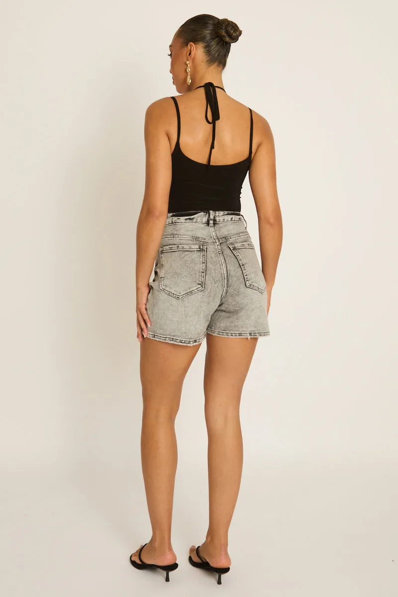 Washed Grey Denim Shorts - Giaa sold by Rebellious Fashion product image thumbnail 5