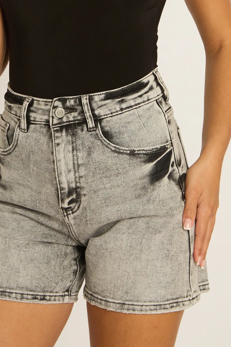 Washed Grey Denim Shorts - Giaa sold by Rebellious Fashion product image thumbnail 4