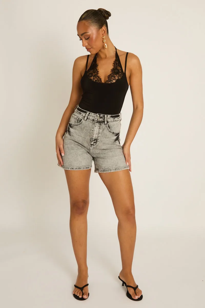 Washed Grey Denim Shorts - Giaa sold by Rebellious Fashion
