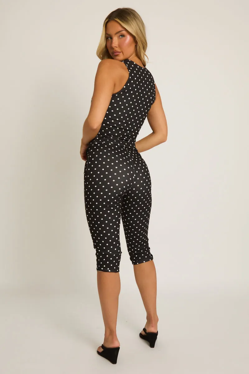 Black Polka Dot Corset Top and Capri Pant Co-ord Set - Nikola sold by Rebellious Fashion product image thumbnail 4
