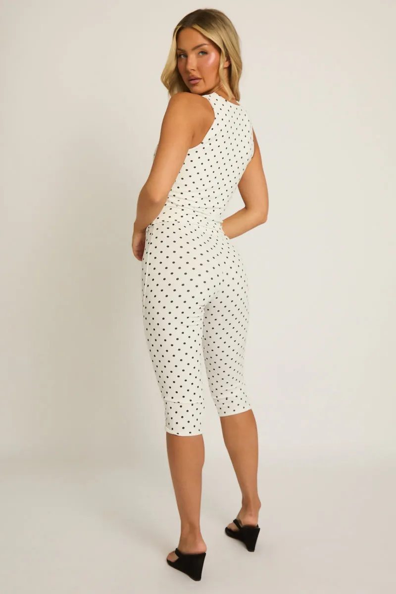 White Polka Dot Corset Top and Capri Pant Co-ord Set - Nikola sold by Rebellious Fashion product image thumbnail 5