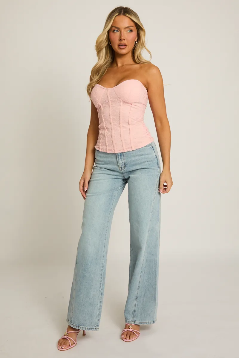 Pink Lace Corset Top - Alannah sold by Rebellious Fashion product image thumbnail 2