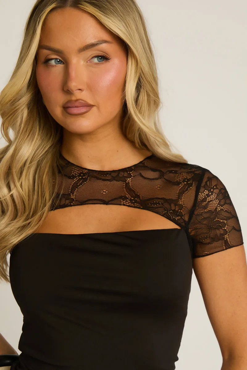 Black Lace Detail Top - Edith sold by Rebellious Fashion product image thumbnail 3