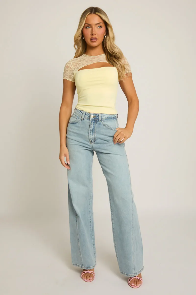 Yellow Lace Detail Top - Edith sold by Rebellious Fashion product image thumbnail 2