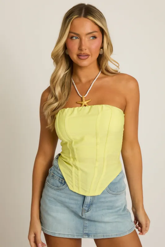 Yellow Bandeau Corset Top - Aubrey made by Rebellious Fashion