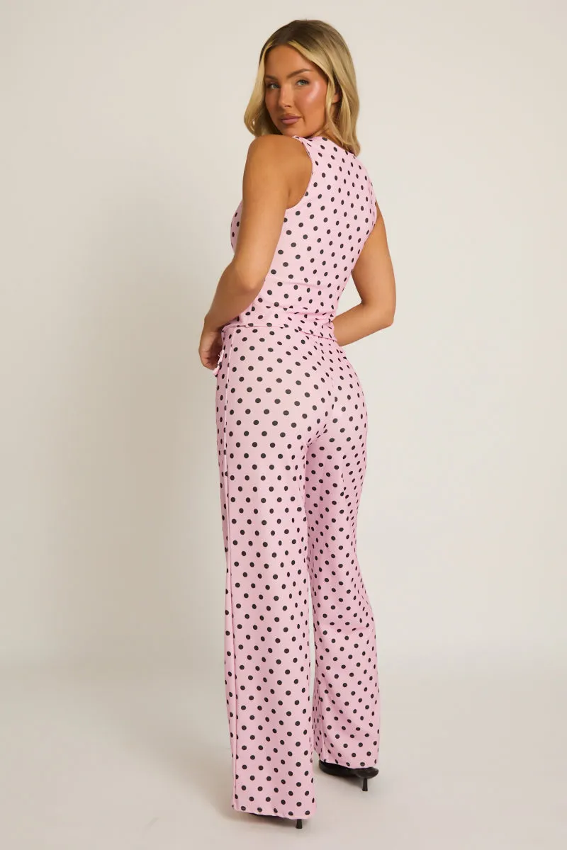 Pink Polka Dot Tailored Waistcoat and Trousers Co-ord Set - Eliza sold by Rebellious Fashion product image thumbnail 5