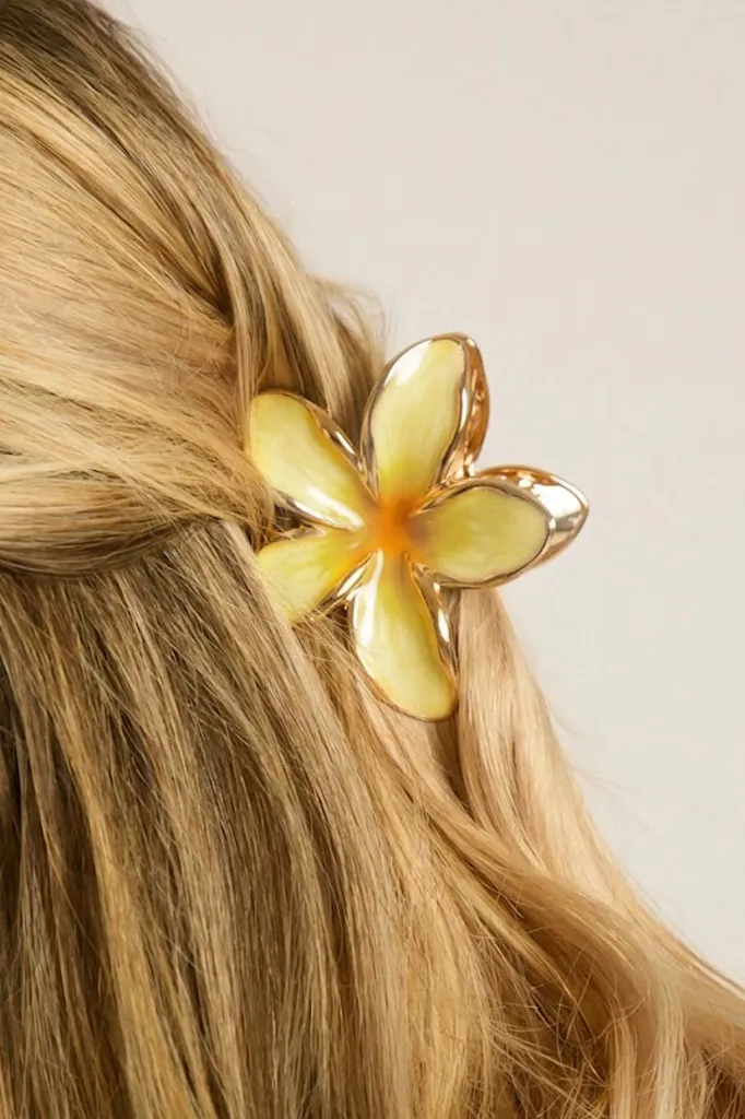Yellow Flower Hair Claw Clip - Rachel sold by Rebellious Fashion product image thumbnail 2