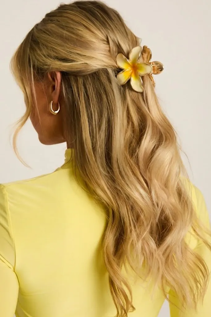 Yellow Flower Hair Claw Clip - Rachel sold by Rebellious Fashion product image thumbnail 3