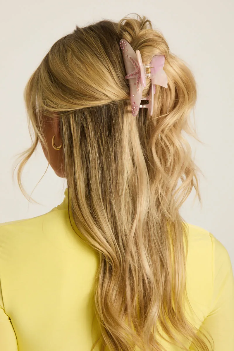 Pink Starfish Jewelled Hair Claw Clip - Magda sold by Rebellious Fashion product image thumbnail 3