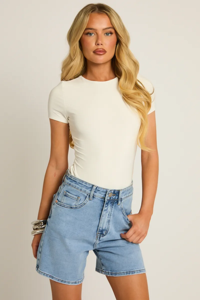 White Short Sleeve Bodysuit - Ingrid sold by Rebellious Fashion