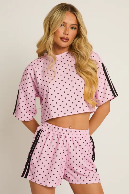 Pink Polka Dot Side Stripe Co-ord Set - Mally made by Rebellious Fashion