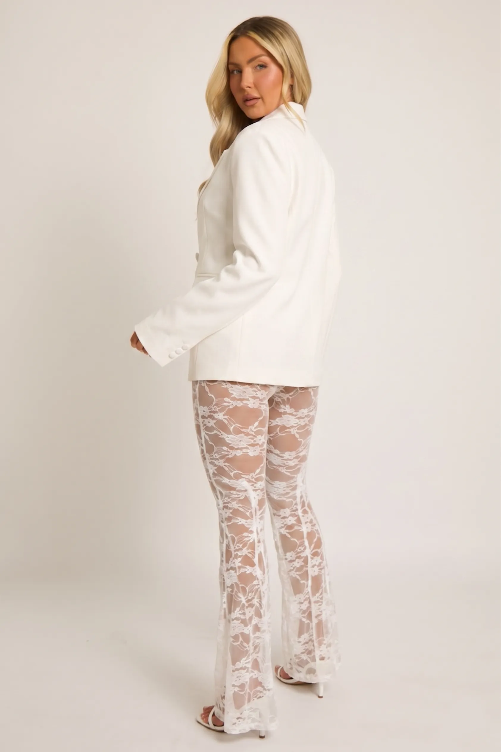 White Lace Flare Trousers - Samina sold by Rebellious Fashion product image thumbnail 4