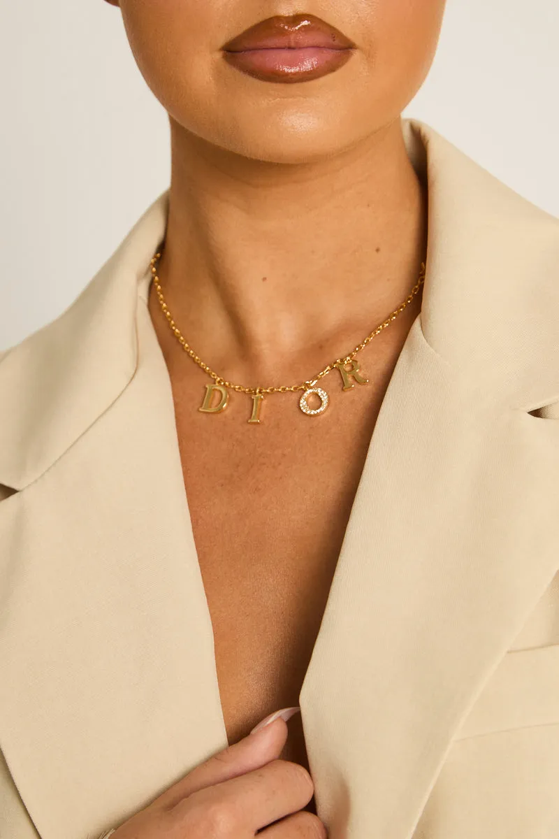 Gold Diamante Detail Charm Necklace - Tiegan sold by Rebellious Fashion product image thumbnail 3