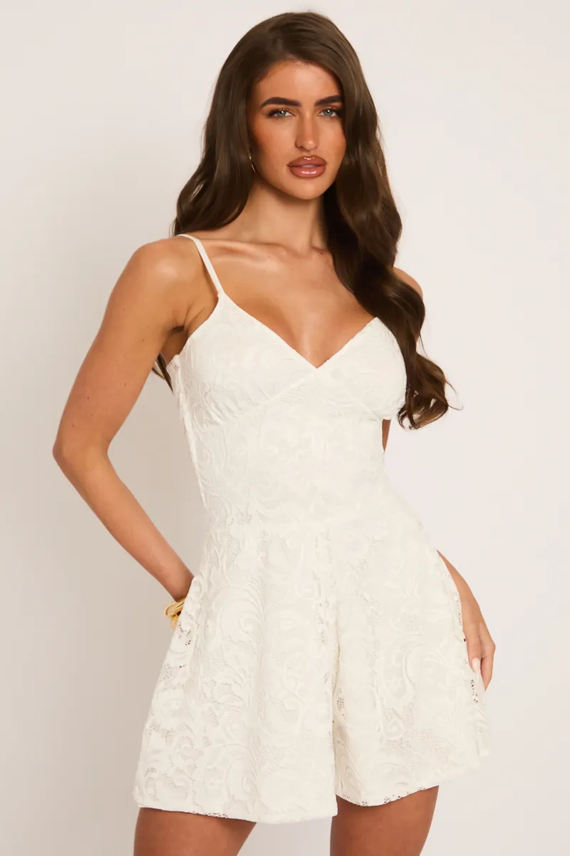 White Lace Cami Playsuit - Stacie sold by Rebellious Fashion product image thumbnail 2