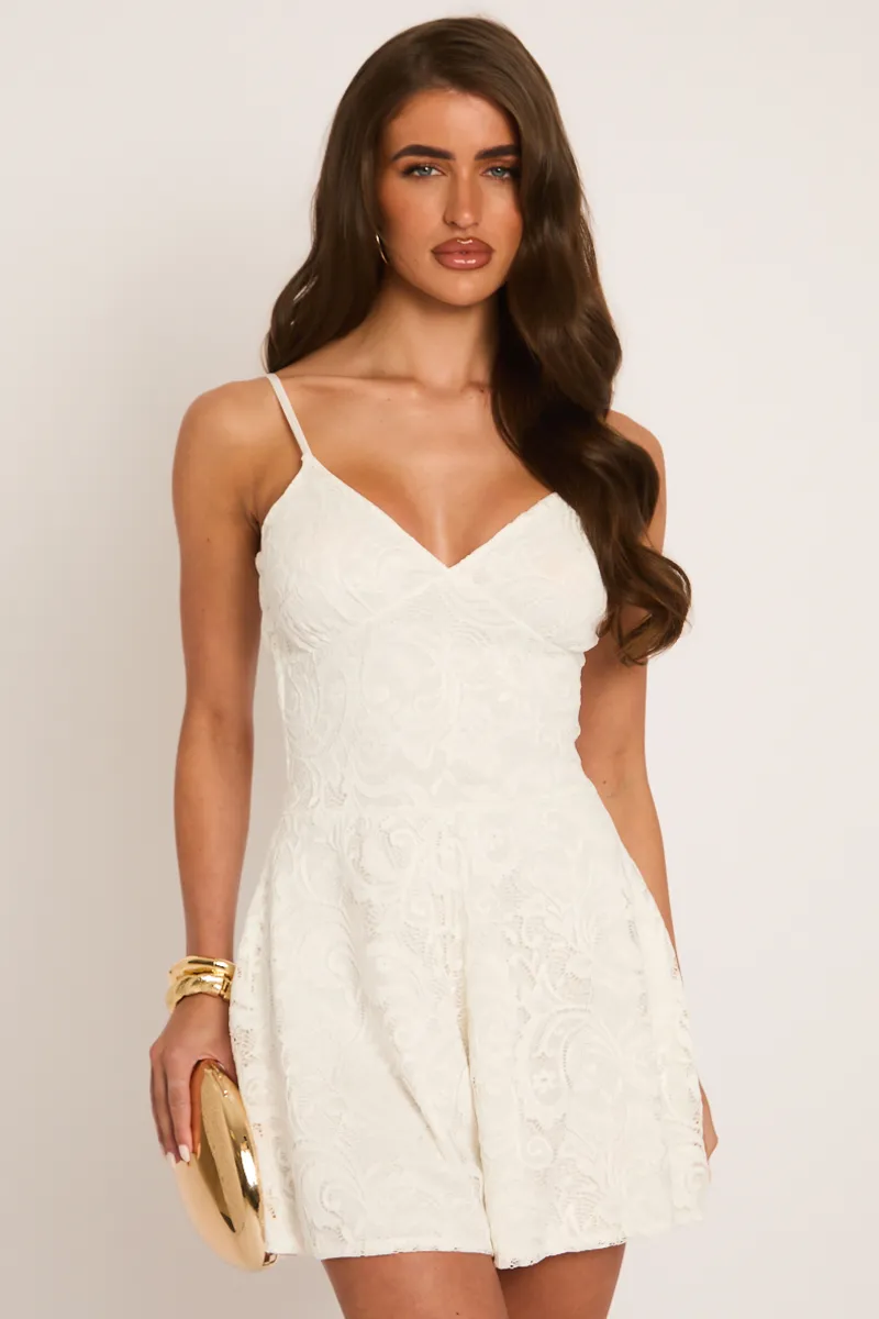 White Lace Cami Playsuit - Stacie sold by Rebellious Fashion product image thumbnail 5