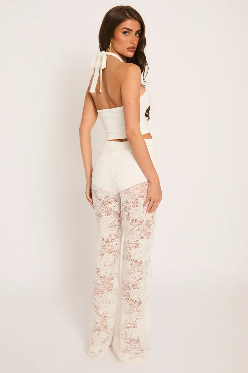 White Ruched Detail Halterneck Crop Top - Taylor sold by Rebellious Fashion product image thumbnail 5
