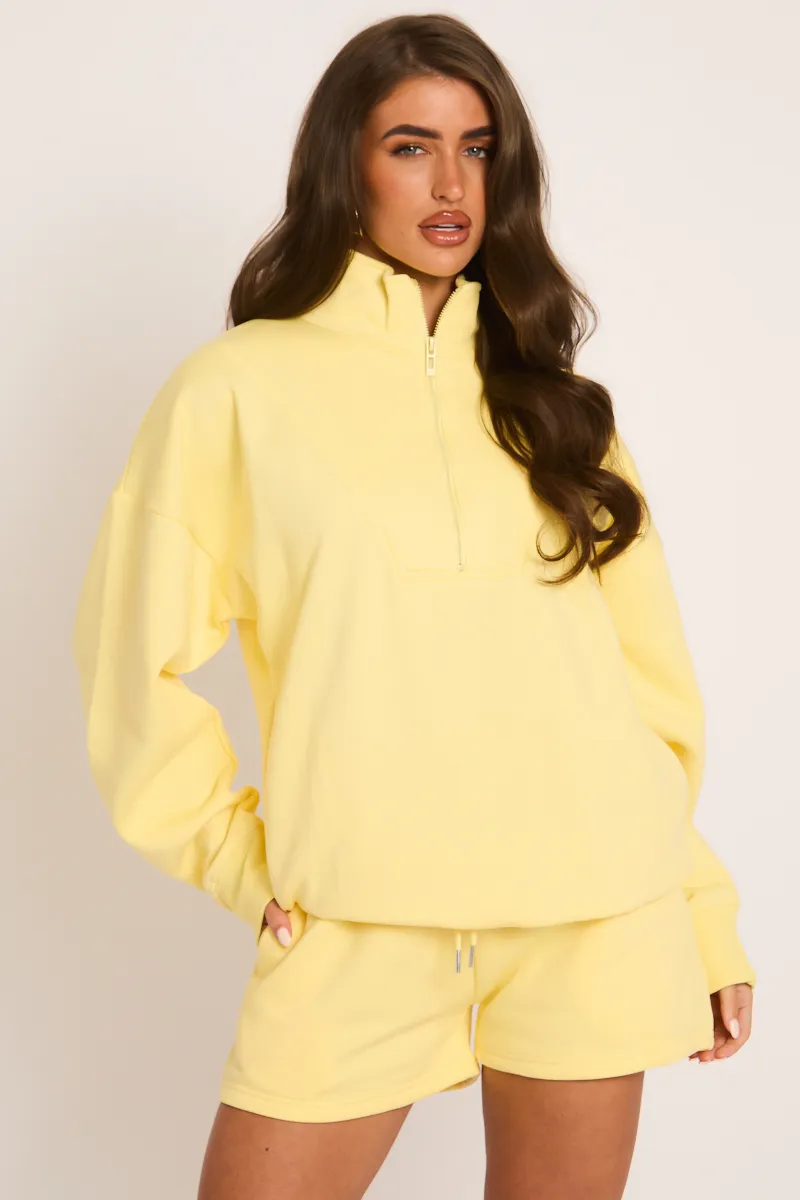 Yellow Oversized Half Zip Sweater and Joggers Loungewear Co-ord Set - Emily sold by Rebellious Fashion