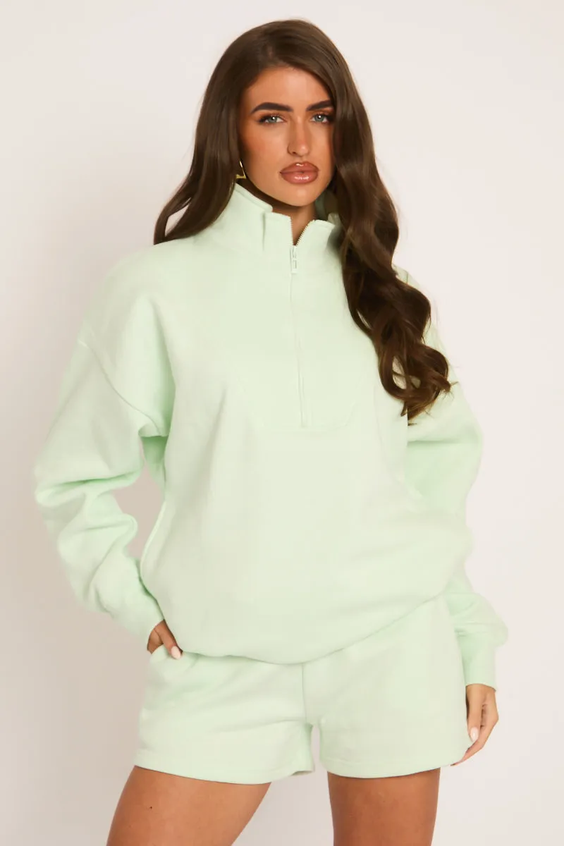 Mint Oversized Half Zip Sweater and Joggers Loungewear Co-ord Set - Emily sold by Rebellious Fashion product image thumbnail 4