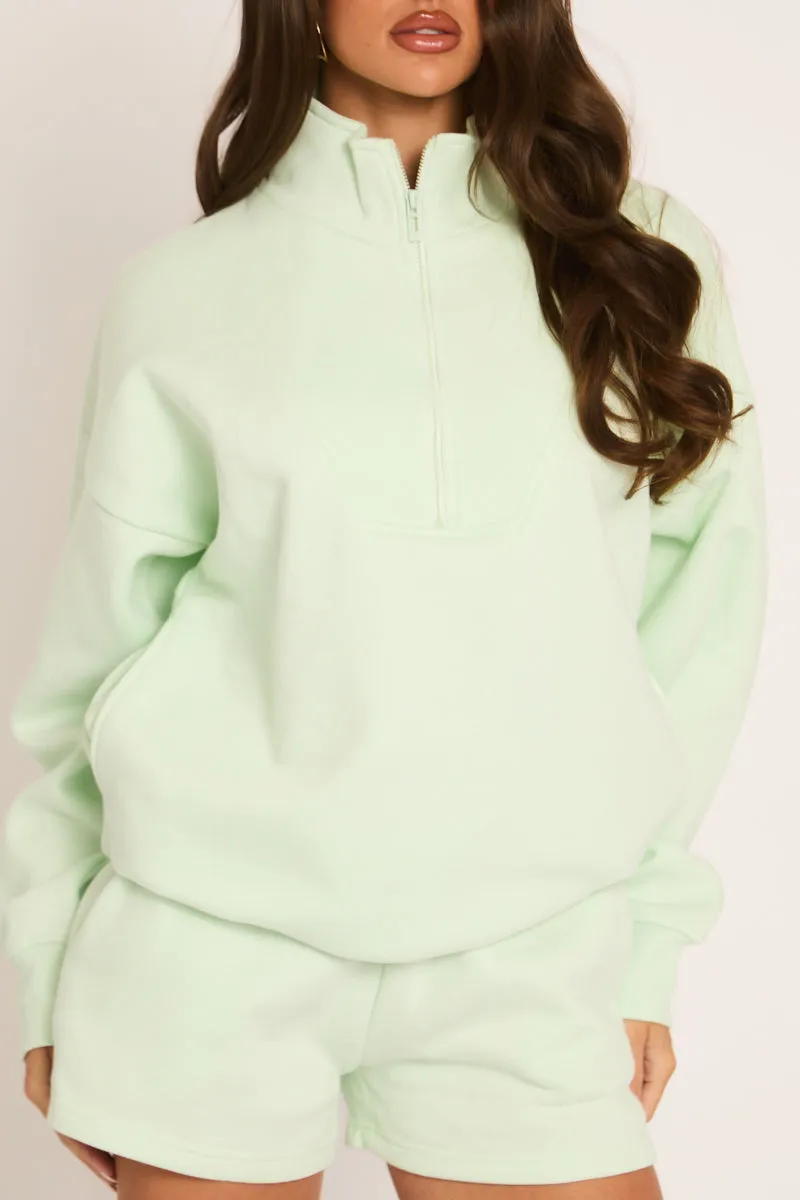 Mint Oversized Half Zip Sweater and Joggers Loungewear Co-ord Set - Emily sold by Rebellious Fashion product image thumbnail 3