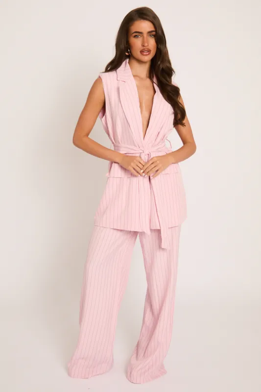 Pink Stripe Tailored Waistcoat and Trousers Co-ord Set - Kourtney made by Rebellious Fashion