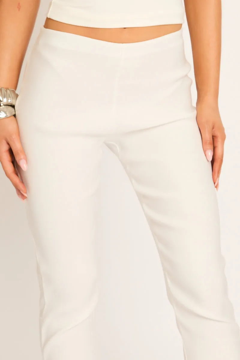 White Bengaline Split Hem Capri Pants - Jaclyn sold by Rebellious Fashion product image thumbnail 3