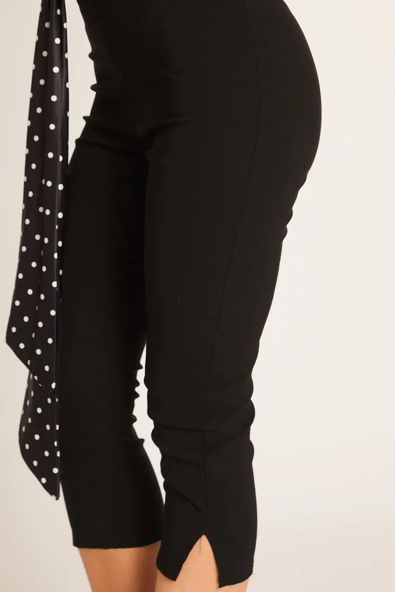 Black Bengaline Split Hem Capri Pants - Jaclyn sold by Rebellious Fashion product image thumbnail 3