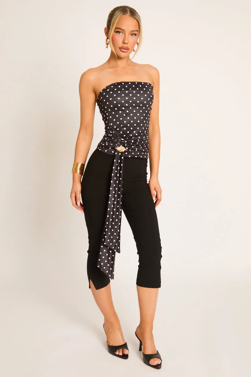 Black Bengaline Split Hem Capri Pants - Jaclyn sold by Rebellious Fashion product image thumbnail 2