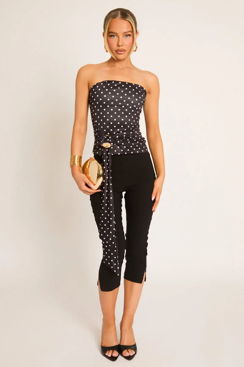 Black Bengaline Split Hem Capri Pants - Jaclyn sold by Rebellious Fashion