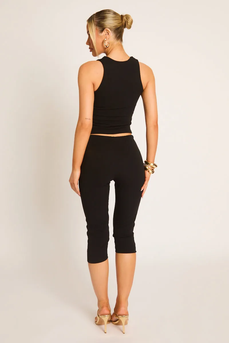 Black Corset Top and Capri Pant Co-ord Set - Kyrah sold by Rebellious Fashion product image thumbnail 5