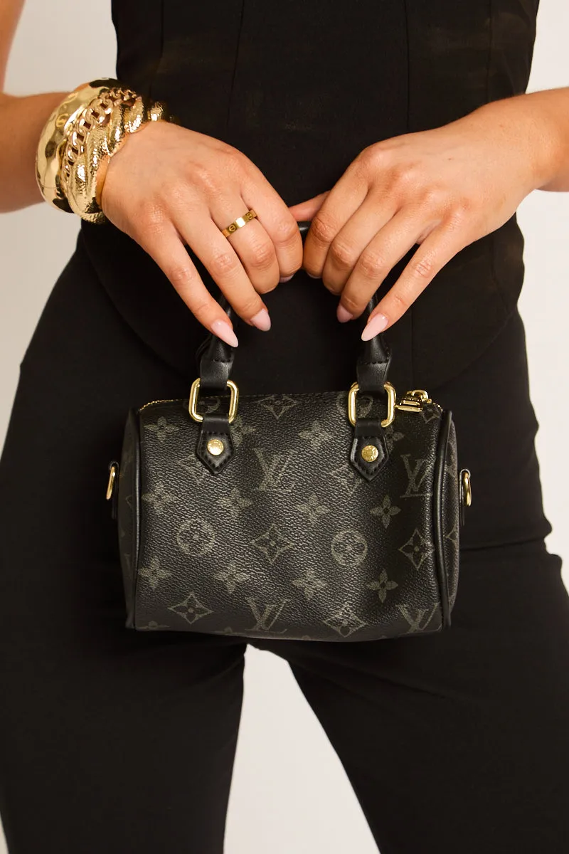 Black Monogram Top Handle Mini Bag - Nelson sold by Rebellious Fashion product image thumbnail 2