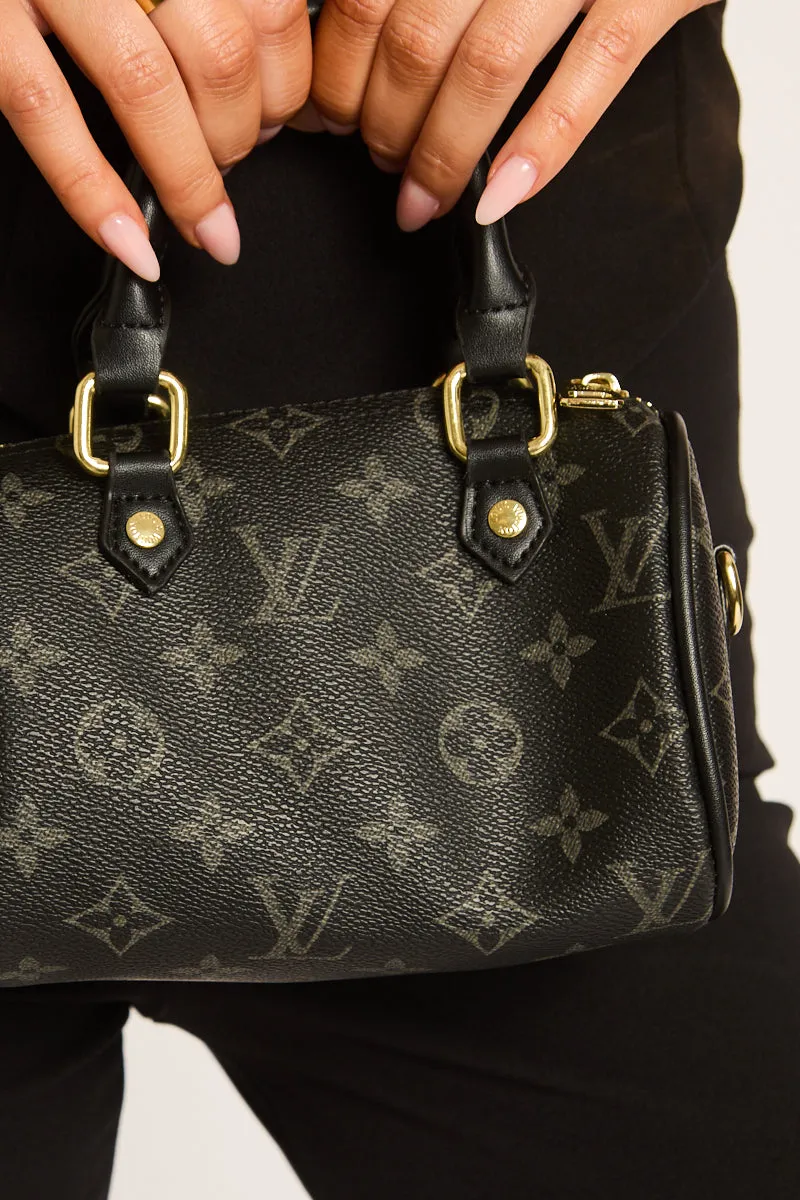 Black Monogram Top Handle Mini Bag - Nelson sold by Rebellious Fashion product image thumbnail 4