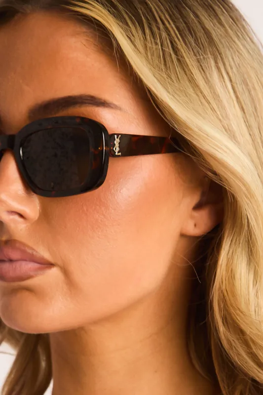 Brown Logo Detail Tortoise Shell Sunglasses - Shelley made by Rebellious Fashion