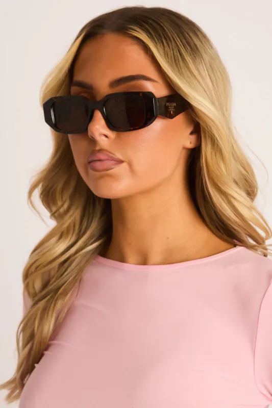 Brown Tortoise Shell Logo Detail Sunglasses - Connie made by Rebellious Fashion