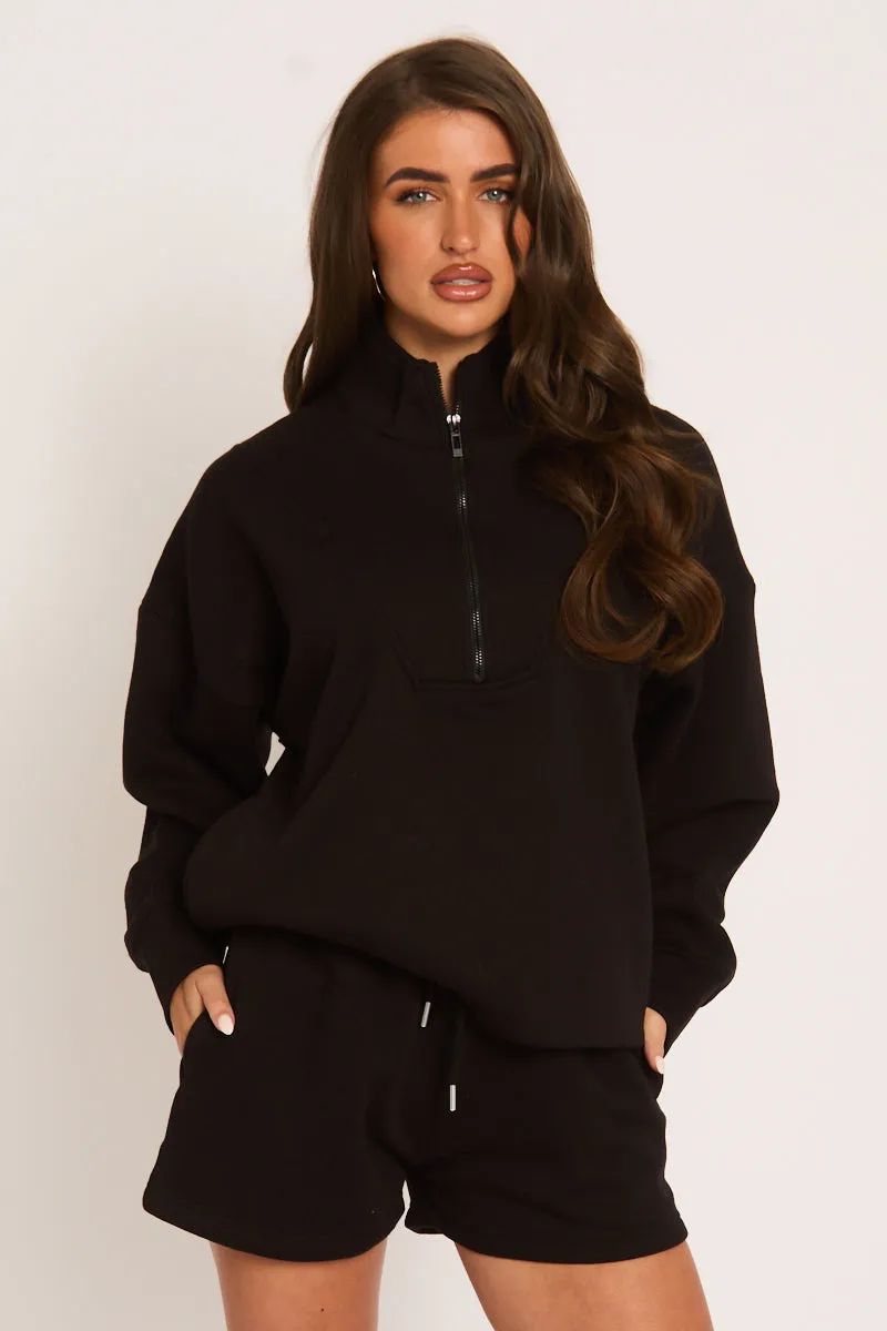 Black Oversized Half Zip Sweater and Joggers Loungewear Co-ord Set - Emily sold by Rebellious Fashion product image thumbnail 5