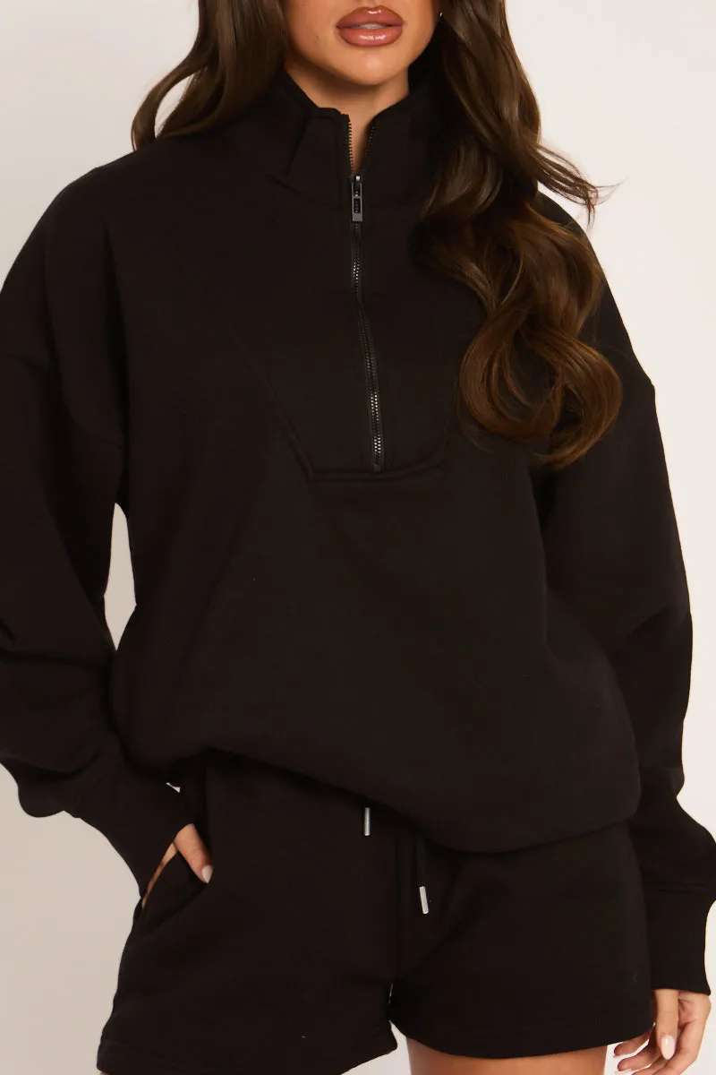 Black Oversized Half Zip Sweater and Joggers Loungewear Co-ord Set - Emily sold by Rebellious Fashion product image thumbnail 3