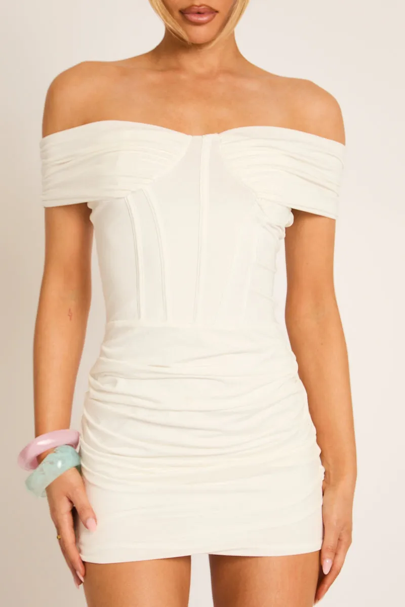 White Off Shoulder Corset Mini Dress - Joanna sold by Rebellious Fashion product image thumbnail 3