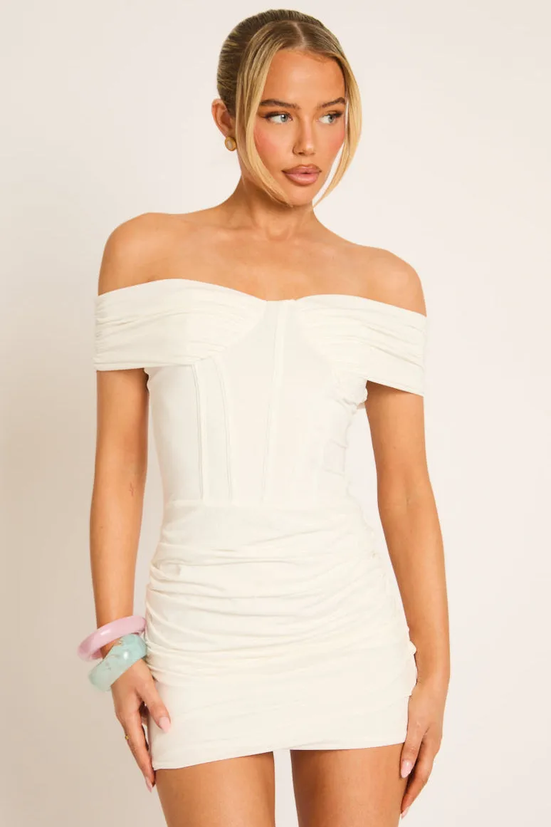 White Off Shoulder Corset Mini Dress - Joanna sold by Rebellious Fashion product image thumbnail 5