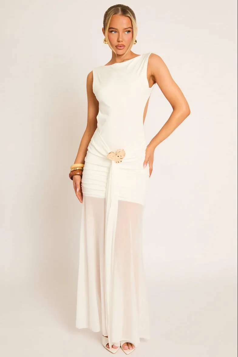 White Trim Detail Mesh Overlay Maxi Dress - Amber sold by Rebellious Fashion product image thumbnail 5