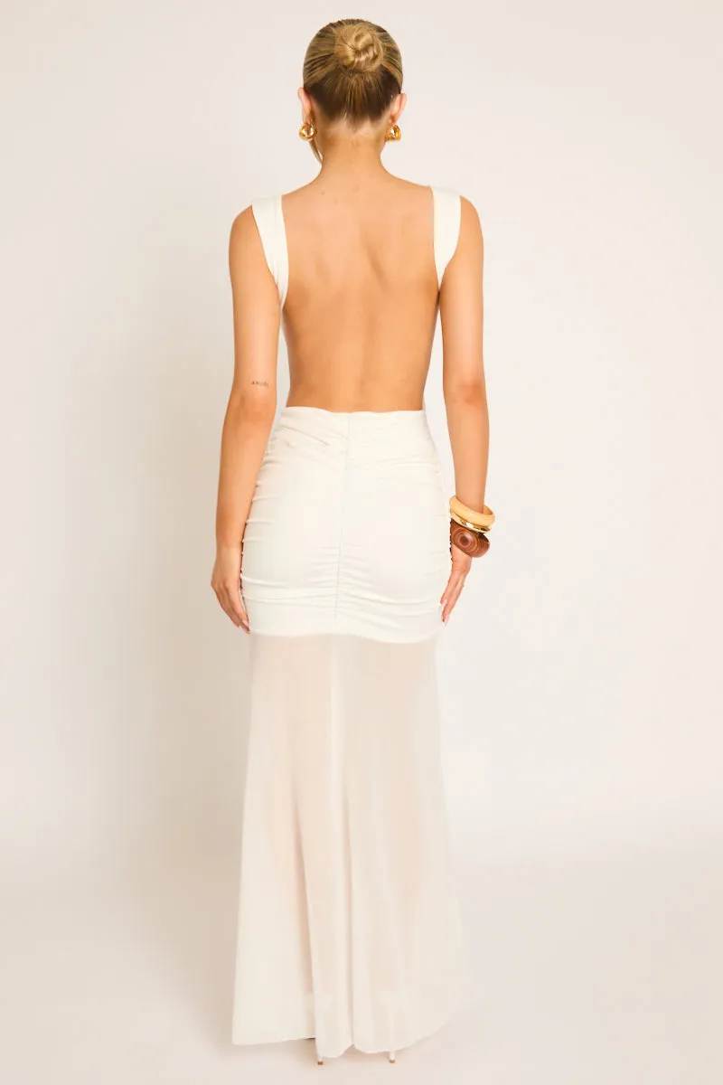 White Trim Detail Mesh Overlay Maxi Dress - Amber sold by Rebellious Fashion product image thumbnail 4