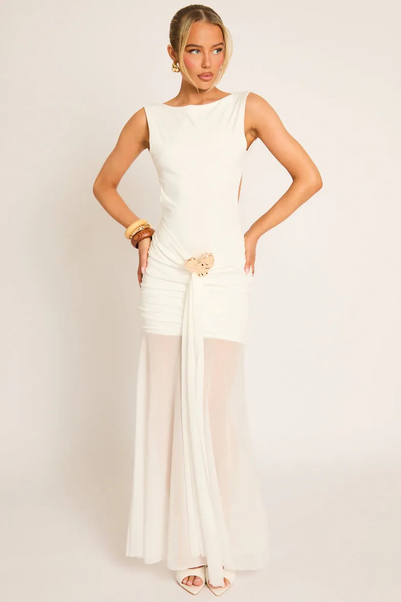 White Trim Detail Mesh Overlay Maxi Dress - Amber sold by Rebellious Fashion product image thumbnail 2