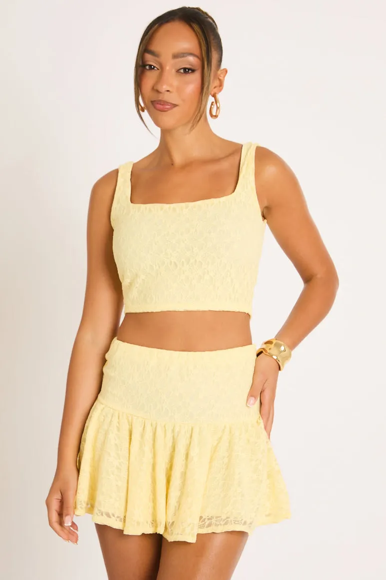 Lemon Lace Top and Frill Mini Skirt Co-ord Set - Lexy sold by Rebellious Fashion product image thumbnail 5