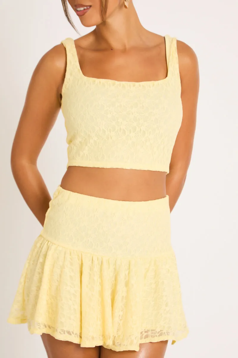 Lemon Lace Top and Frill Mini Skirt Co-ord Set - Lexy sold by Rebellious Fashion product image thumbnail 3