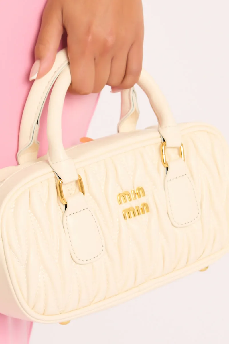 White Textured Faux Leather Mini Bag - Calvina sold by Rebellious Fashion product image thumbnail 2