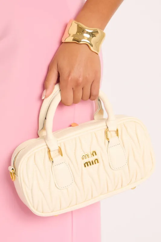 White Textured Faux Leather Mini Bag - Calvina made by Rebellious Fashion