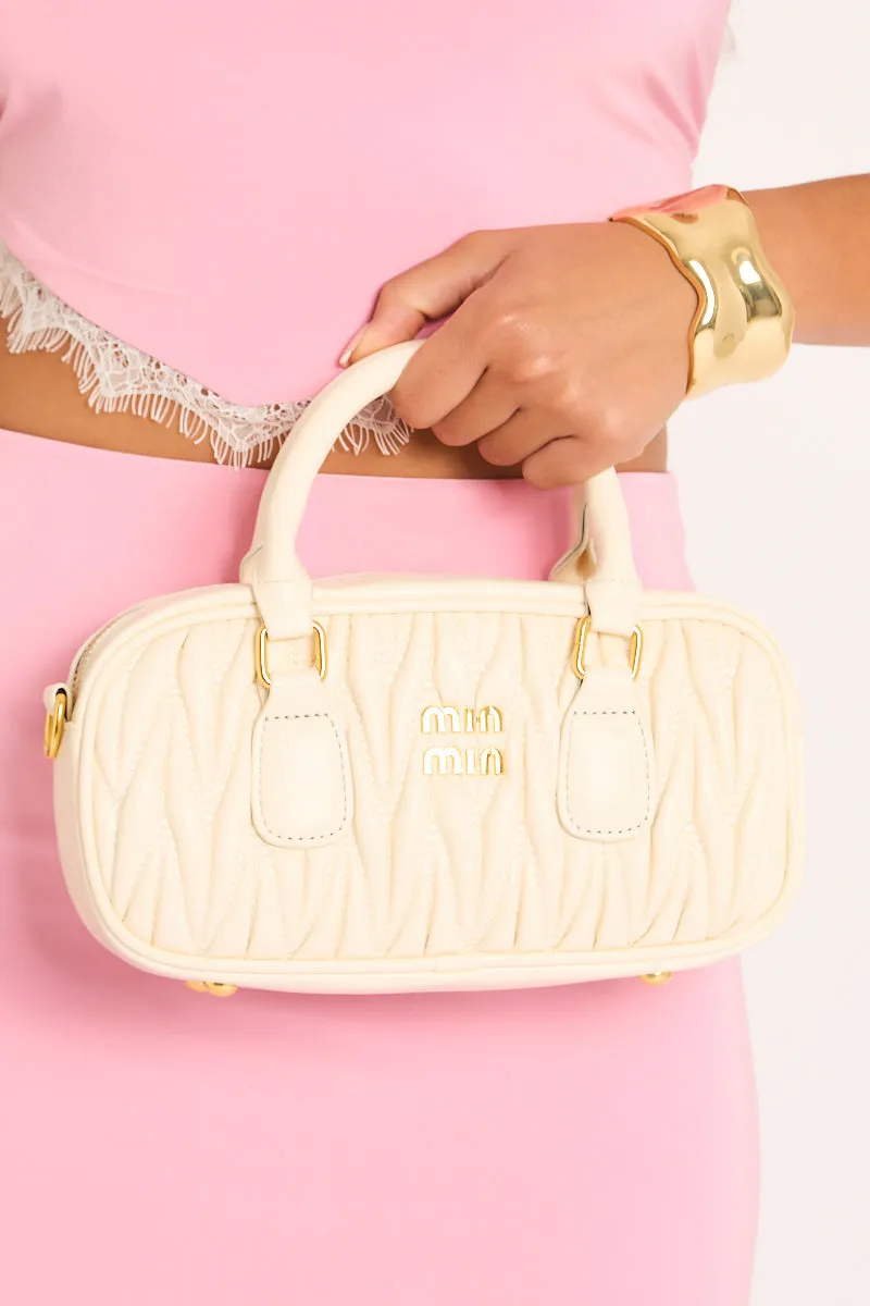 White Textured Faux Leather Mini Bag - Calvina sold by Rebellious Fashion product image thumbnail 5