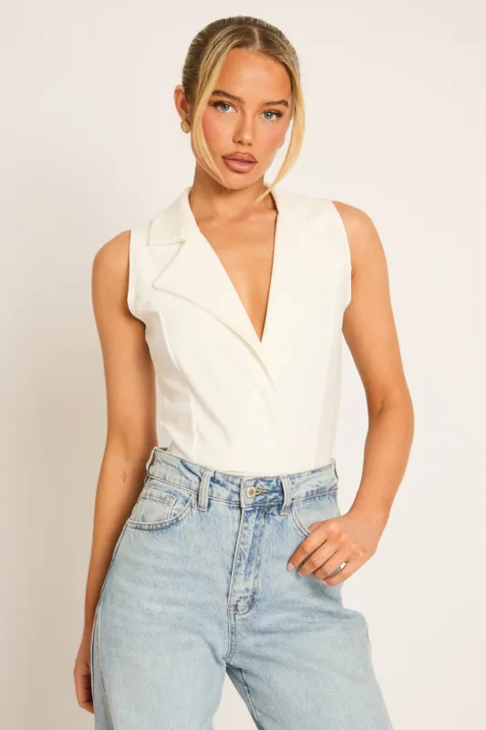 White Collared Bodysuit - Winslet made by Rebellious Fashion